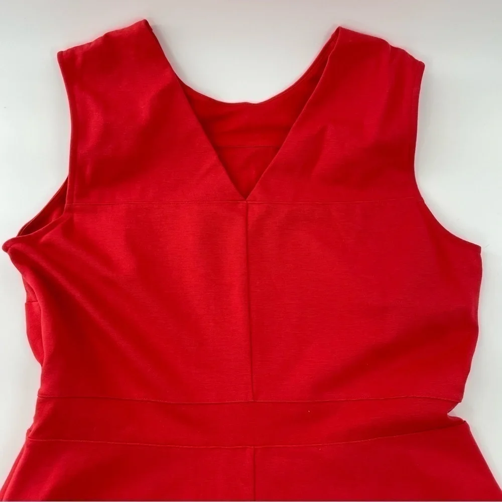 Lands‎ End Viscose Heavy Red V Back Sleeveless Skater Dress Size 14 Petite - Picture 11 of 13